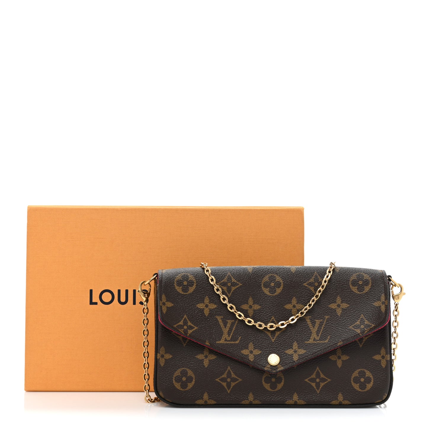 Monogram Pochette Felicie Chain Wallet Fuchsia