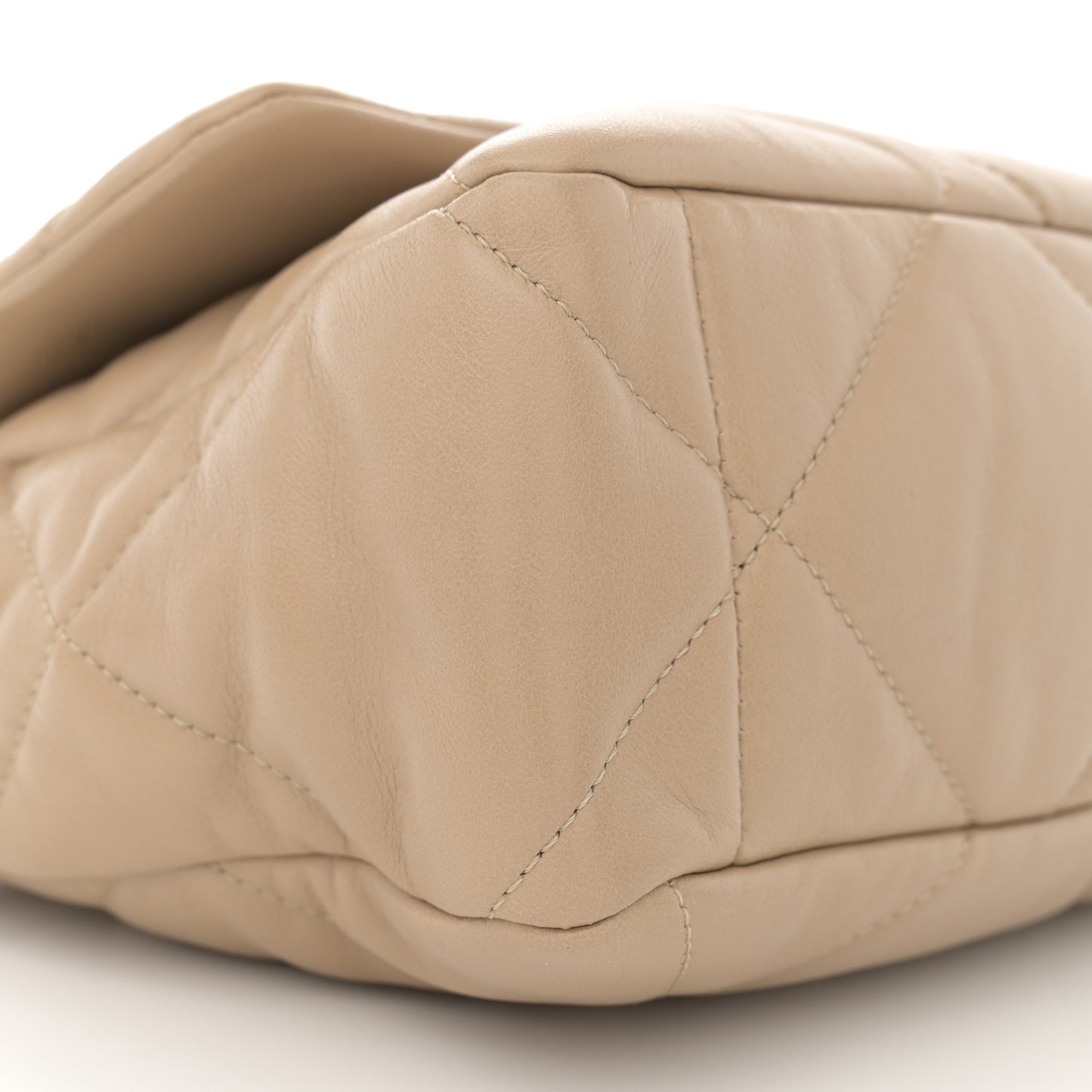 Lambskin Quilted Large Chanel 19 Flap Dark Beige