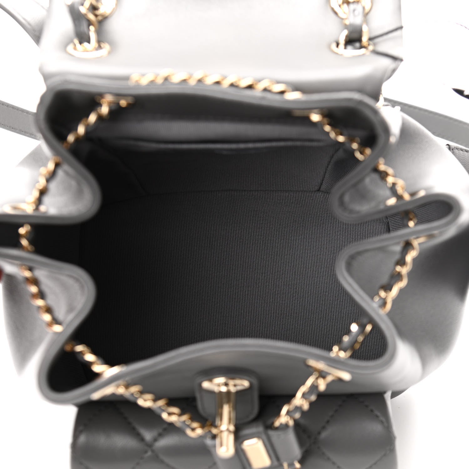 Chanel Lambskin Quilted Small Duma Drawstring Backpack Grey 4 of 9