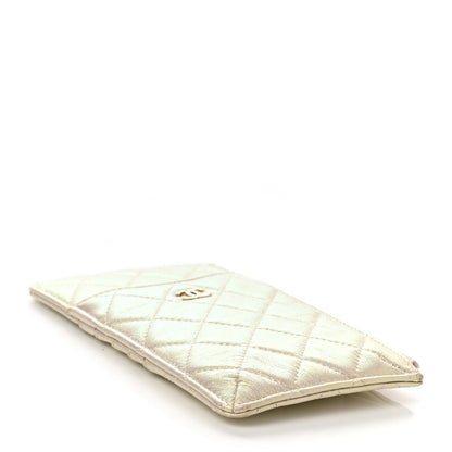 Chanel Iridescent Lambskin Quilted Classic Flat Wallet Pouch Ivory 4 of 7