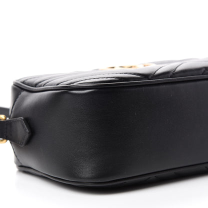 Gucci Calfskin Matelasse Small GG Marmont Chain Shoulder Bag Black 6 of 10