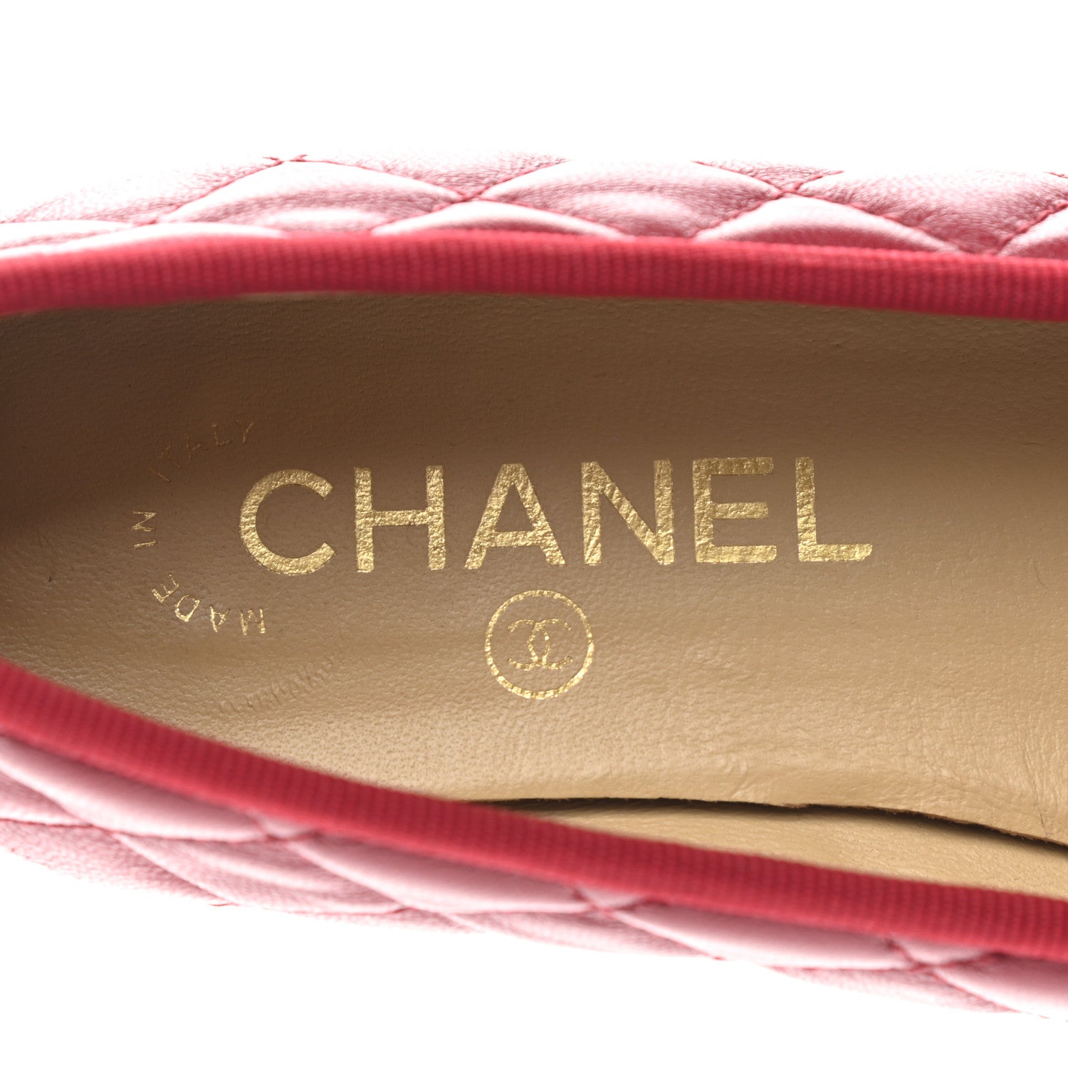 Chanel Lambskin Quilted CC Cap Toe Ballerina Flats 36.5 Red 7 of 9