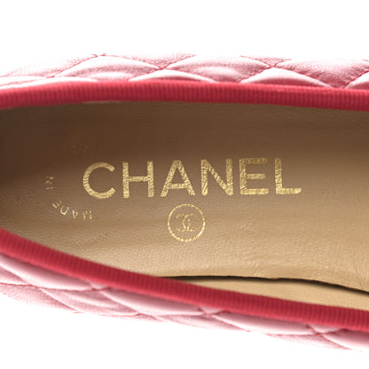 Chanel Lambskin Quilted CC Cap Toe Ballerina Flats 36.5 Red 7 of 9