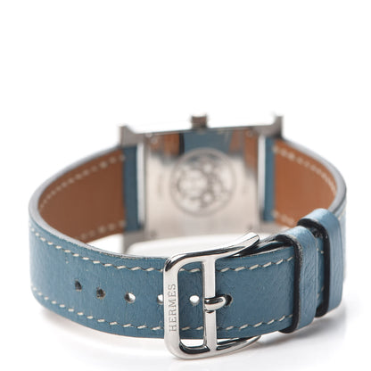 Hermes Stainless Steel Courchevel 21mm Heure H Hour Quartz Watch Blue Jean 3 of 4