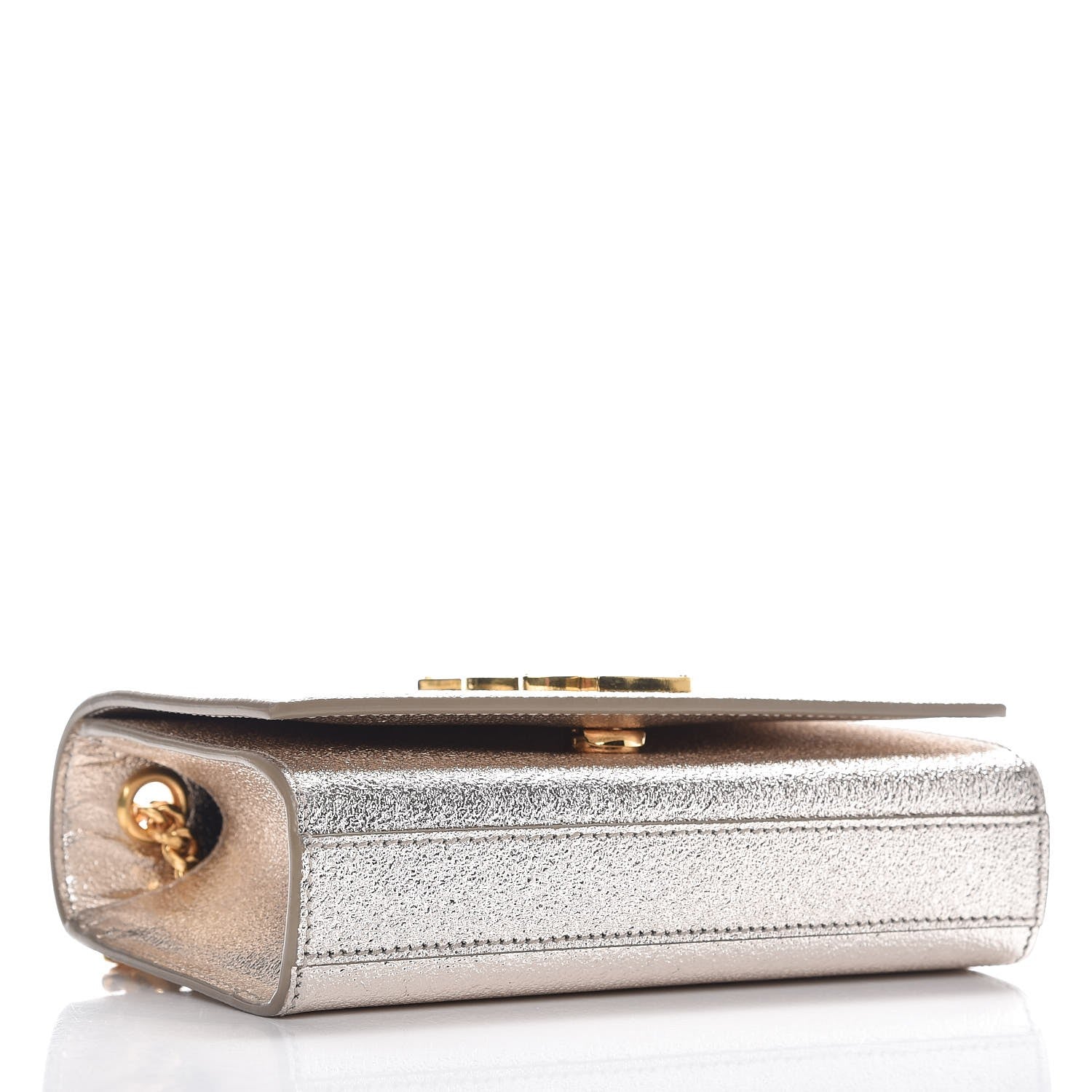 Saint Laurent Metallic Calfskin Small Classic Monogram Kate Satchel Pale Gold 5 of 11