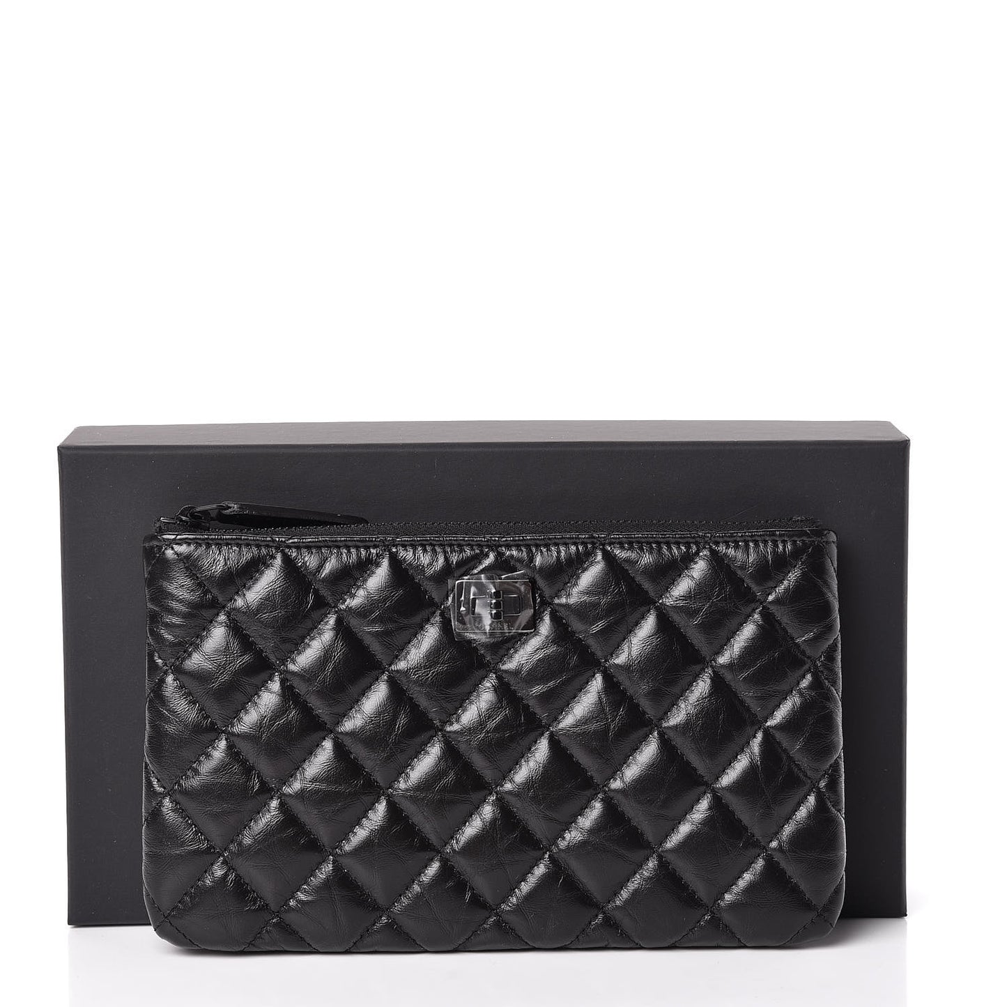 Aged Calfskin Quilted Medium Reissue Cosmetic Case So Black