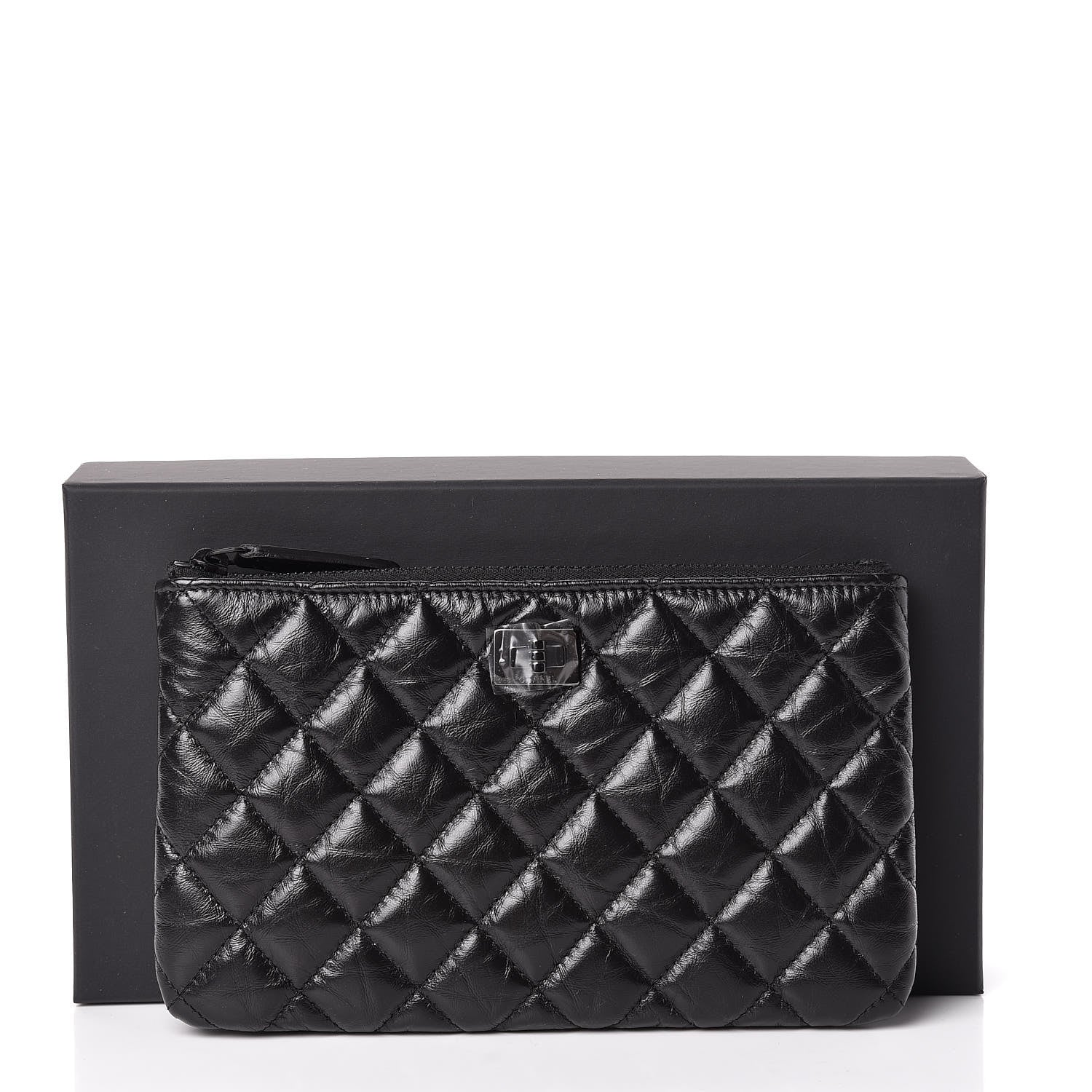 Chanel Aged Calfskin Quilted Medium Reissue Cosmetic Case So Black 8 of 8