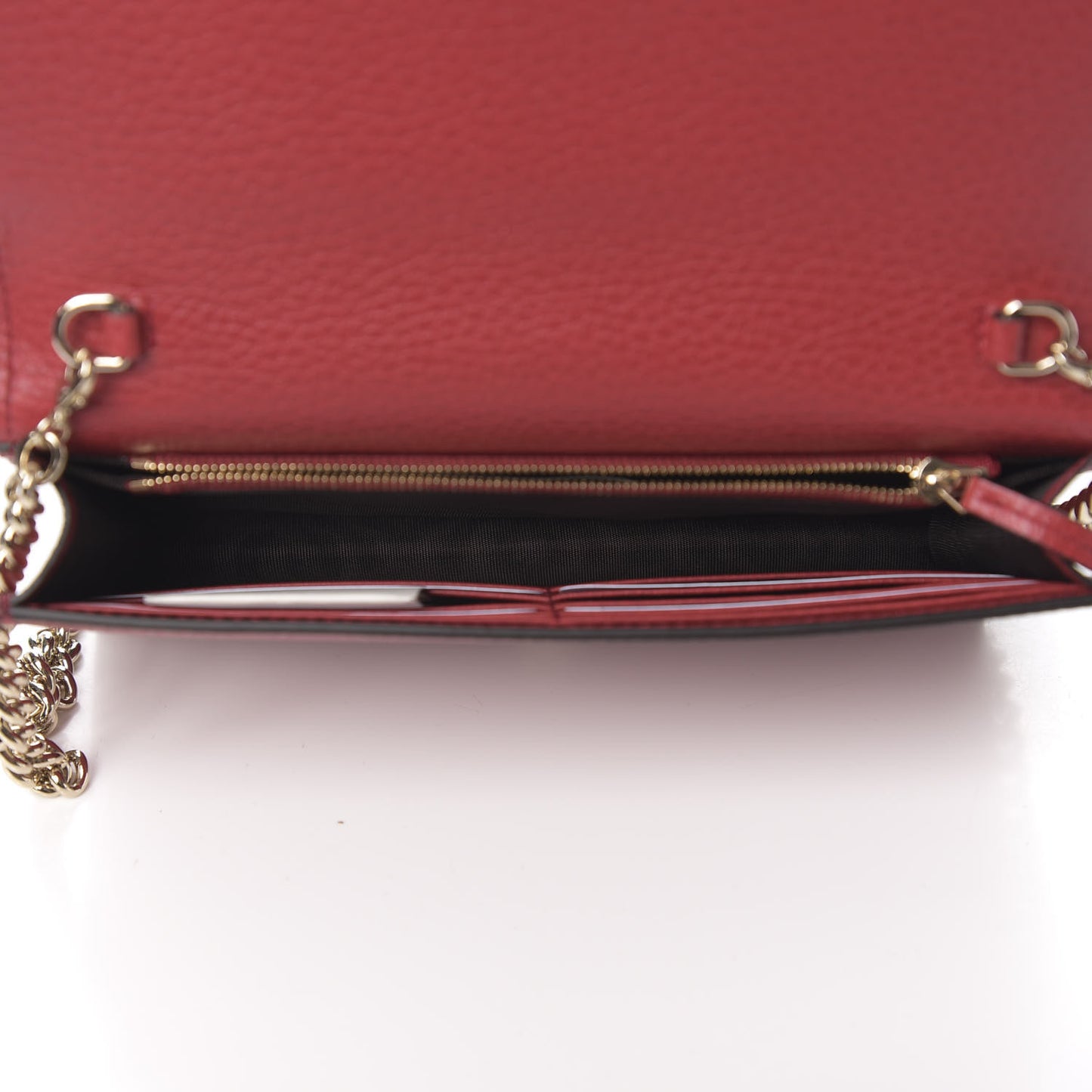 Dollar Calfskin Medium Betty Chain Wallet Red