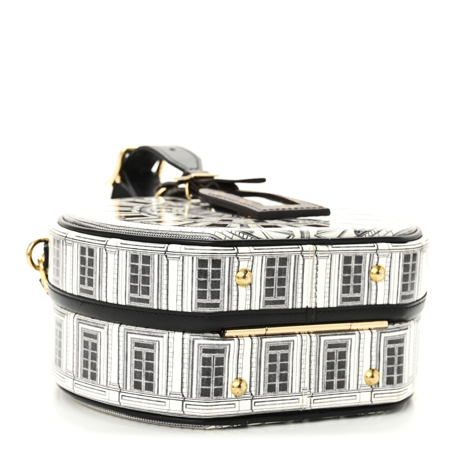 X FORNASETTI Calfskin Architettura Petite Boite Chapeau White Black