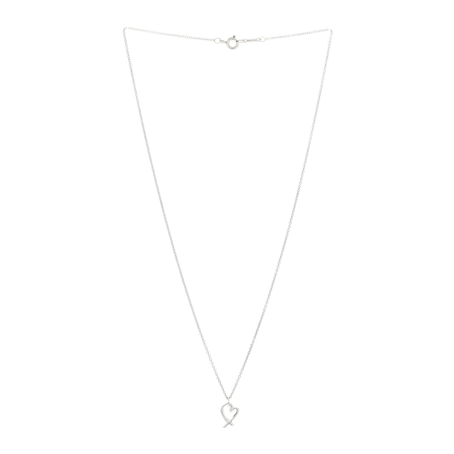 Tiffany Sterling Silver Mini Paloma Picasso Loving Heart Drop Pendant Necklace 3 of 5