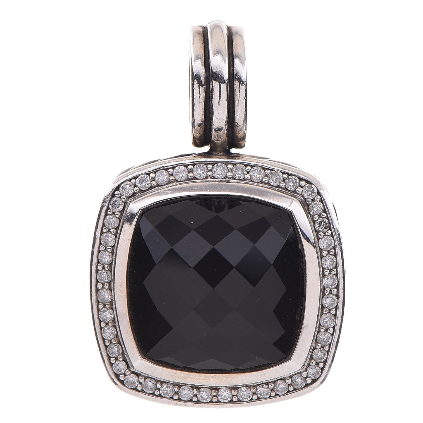 Sterling Silver Diamond Onyx 14mm Albion Enhancer Pendant