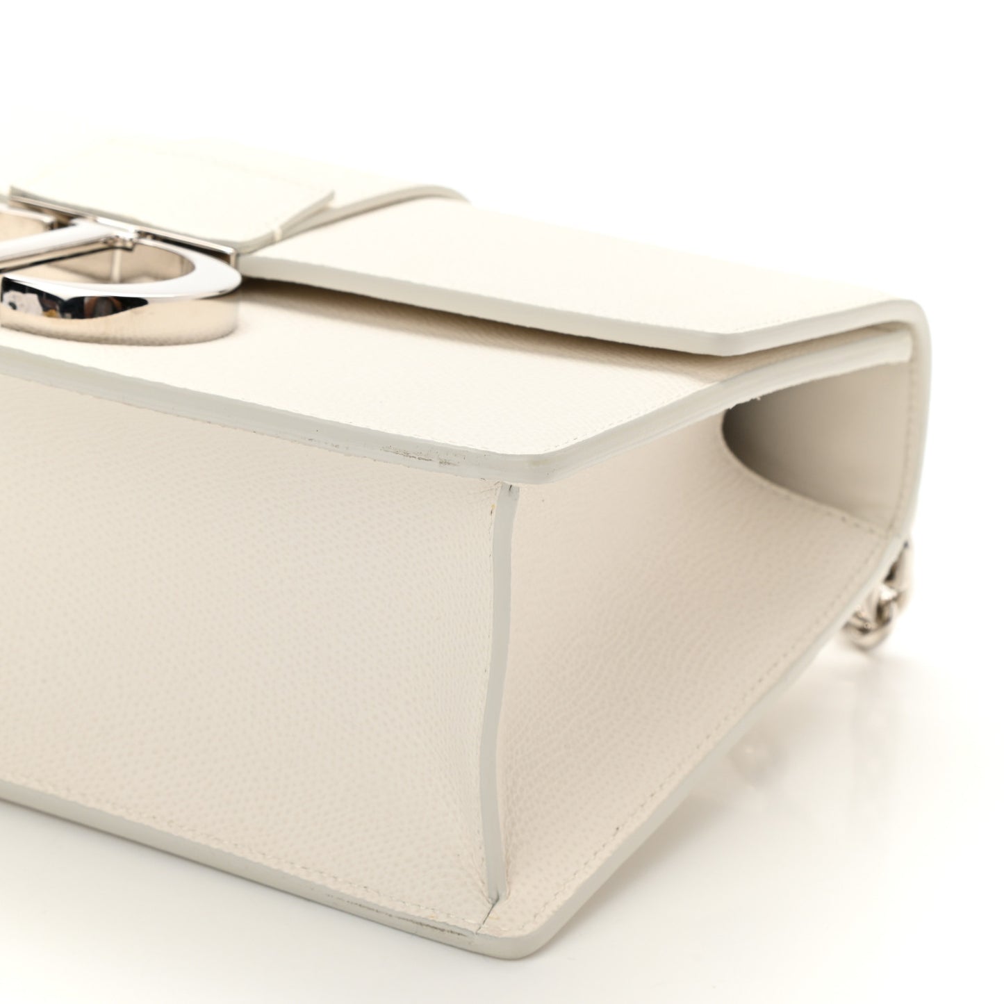 Grained Calfskin 30 Montaigne Chain Flap Bag White