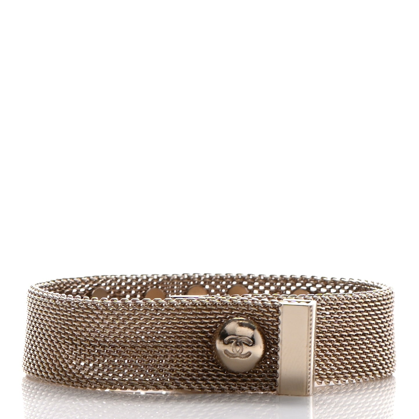 Metal Mesh Logo Bracelet Gold