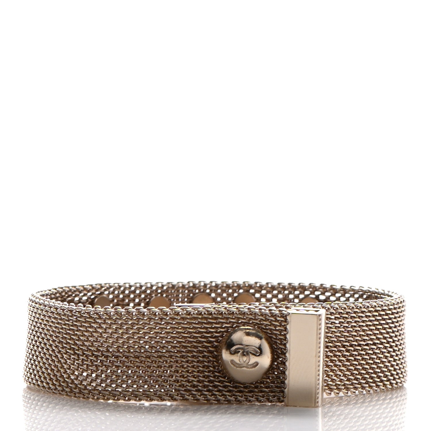 Chanel Metal Mesh Logo Bracelet Gold 3 of 6
