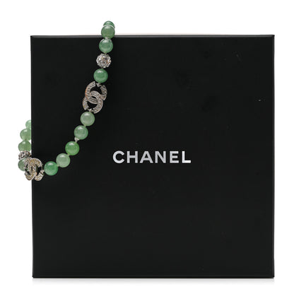 Chanel Bead Crystal CC Choker Necklace Green Silver 6 of 6