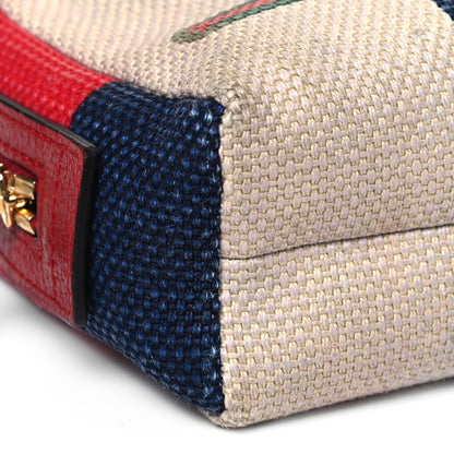 Gucci Canvas Sylvie Stripe Logo Cosmetic Case Mystic White Hibiscus Red Maritime 8 of 11