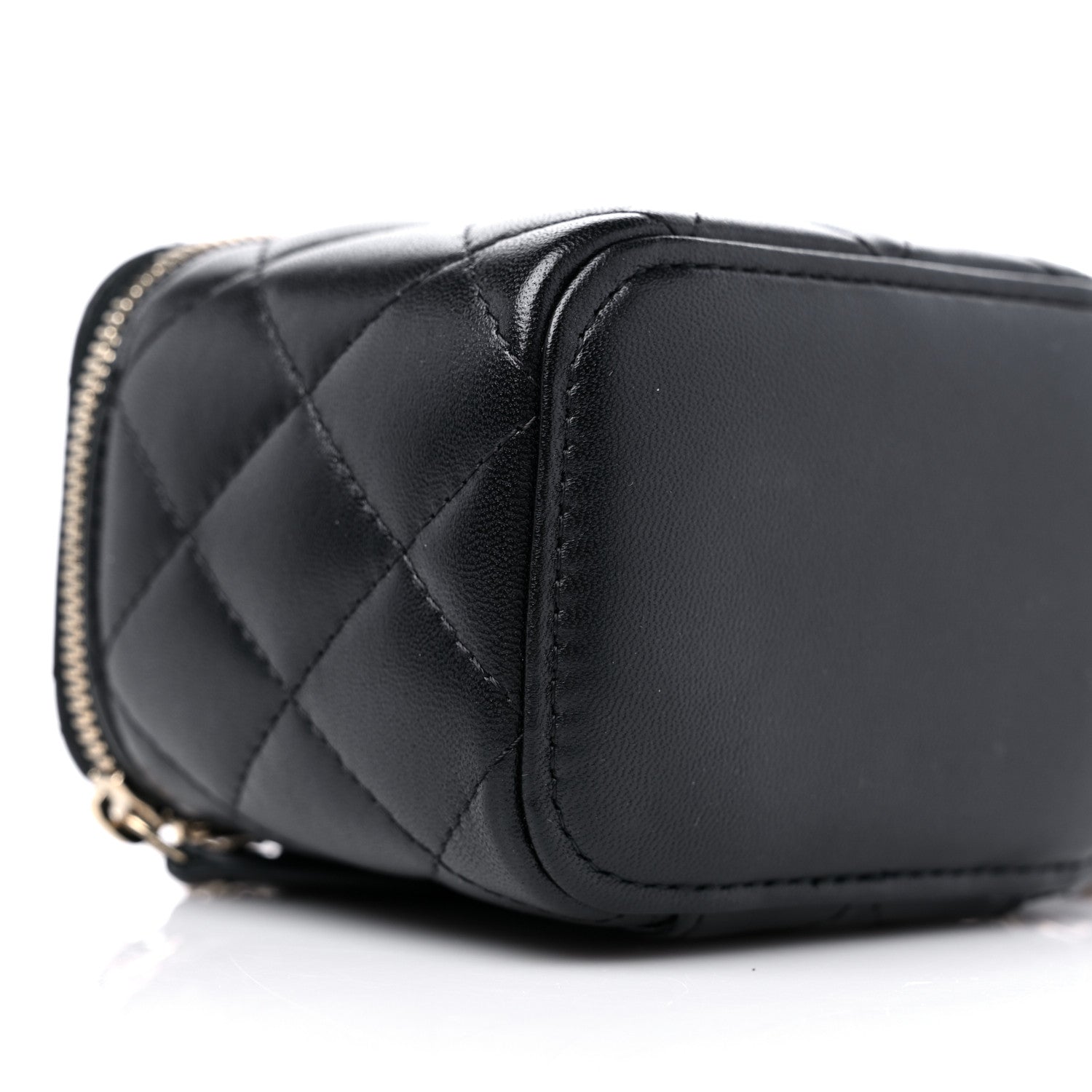 Chanel Lambskin Quilted Top Handle Mini Vanity Case With Chain Black 8 of 9