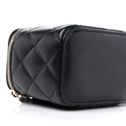 Chanel Lambskin Quilted Top Handle Mini Vanity Case With Chain Black 8 of 9