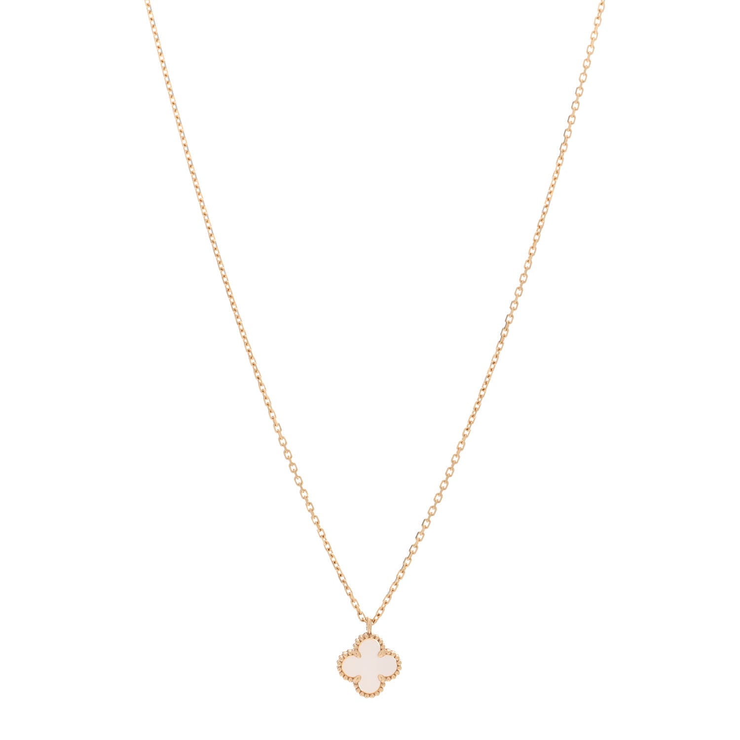 Van Cleef & Arpels 18K Yellow Gold Mother of Pearl Sweet Alhambra Pendant Necklace 1 of 6