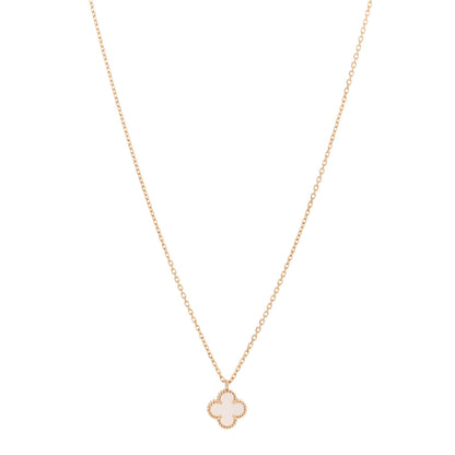 Van Cleef & Arpels 18K Yellow Gold Mother of Pearl Sweet Alhambra Pendant Necklace 1 of 6