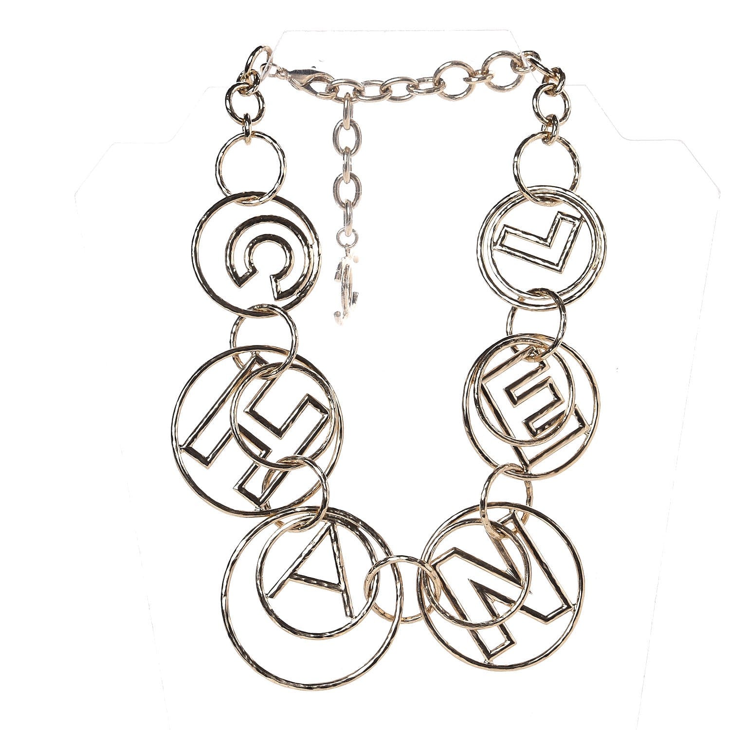Chanel Metal Hoop Cuba Logo Necklace Gold 3 of 5