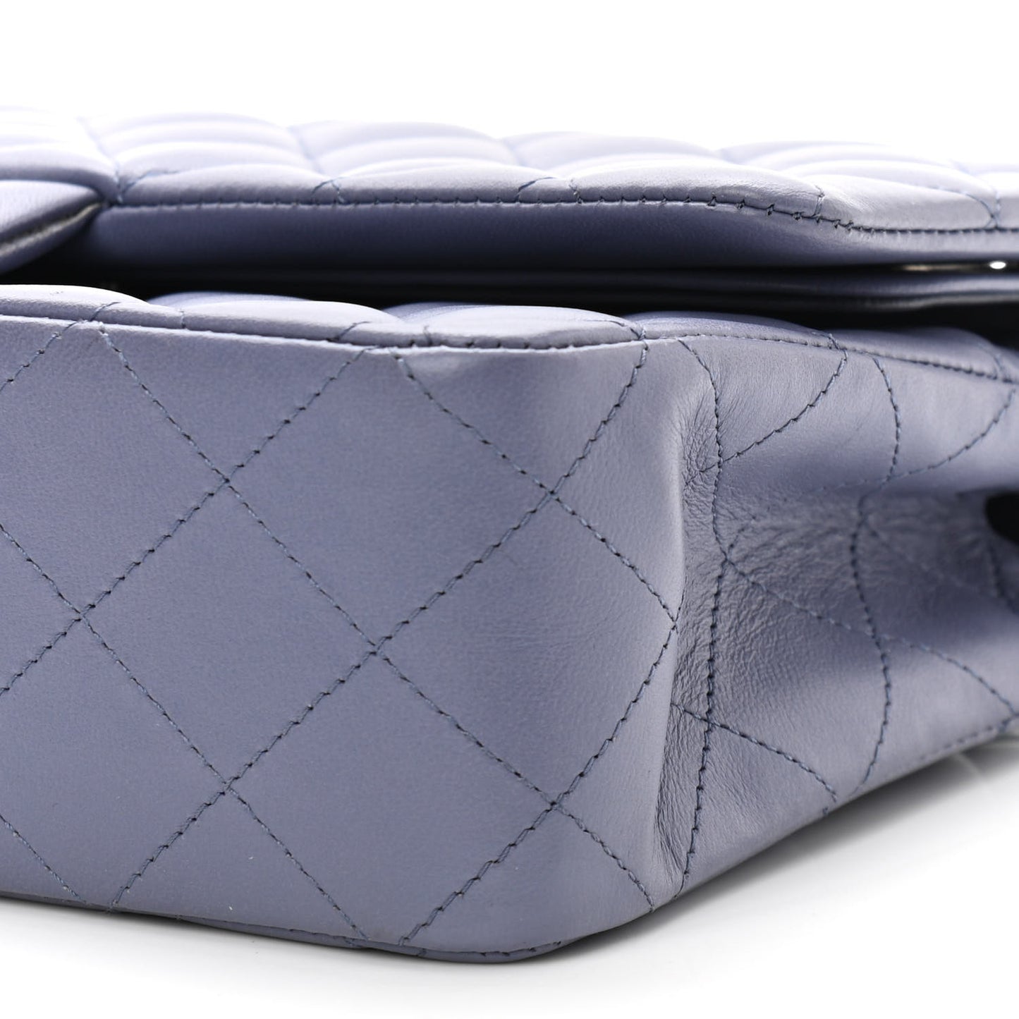 Lambskin Quilted Medium Double Flap Light Purple