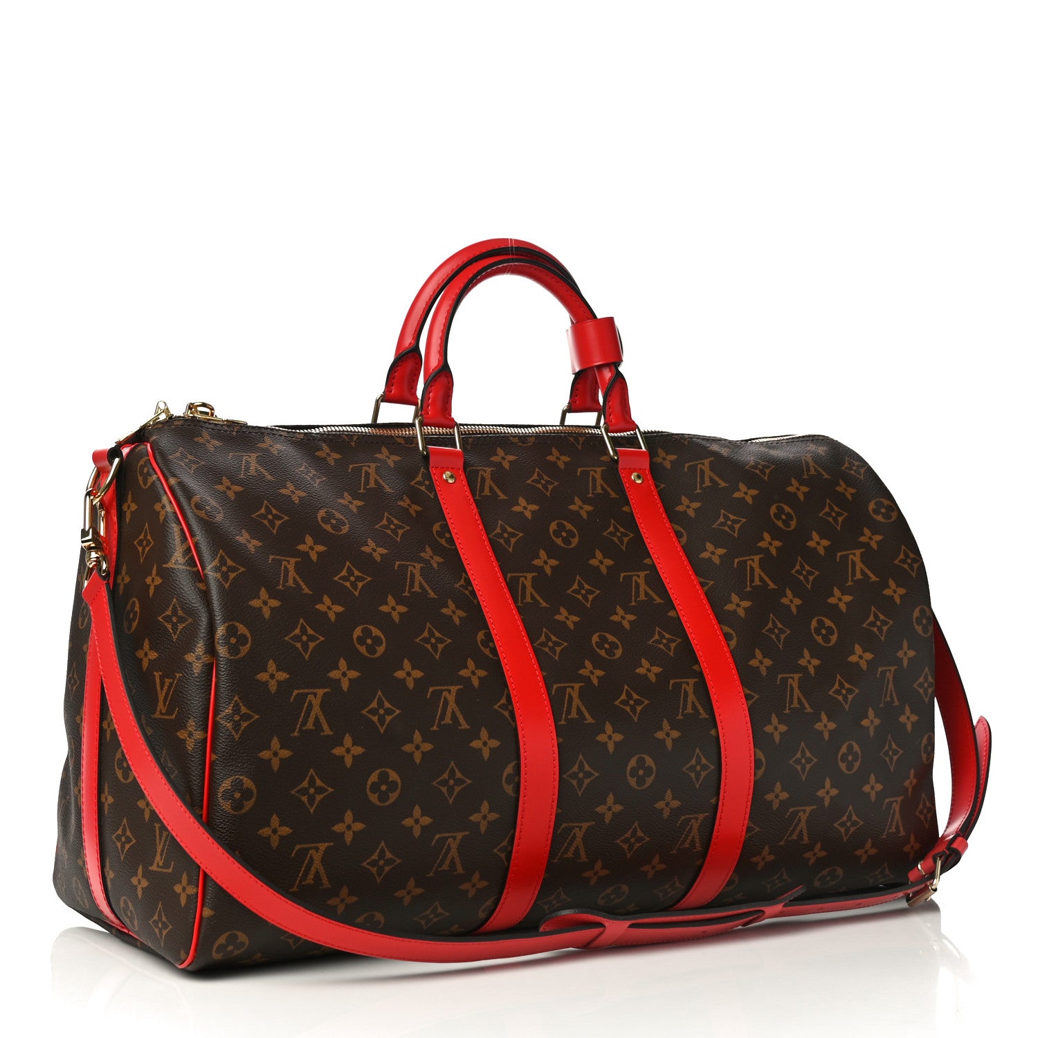 Louis Vuitton Calfskin Monogram Keepall Bandouliere 50 Coquelicot 3 of 13