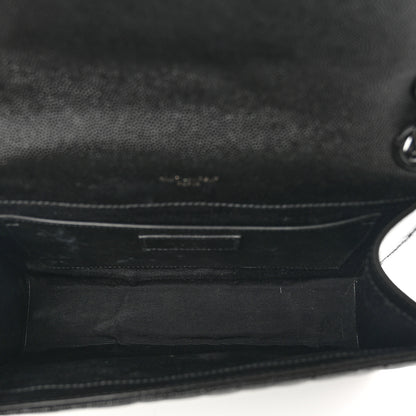 Saint Laurent Grain De Poudre Textured Mixed Matelasse Triquilt Medium Monogram Monochrome Satchel Black 6 of 12