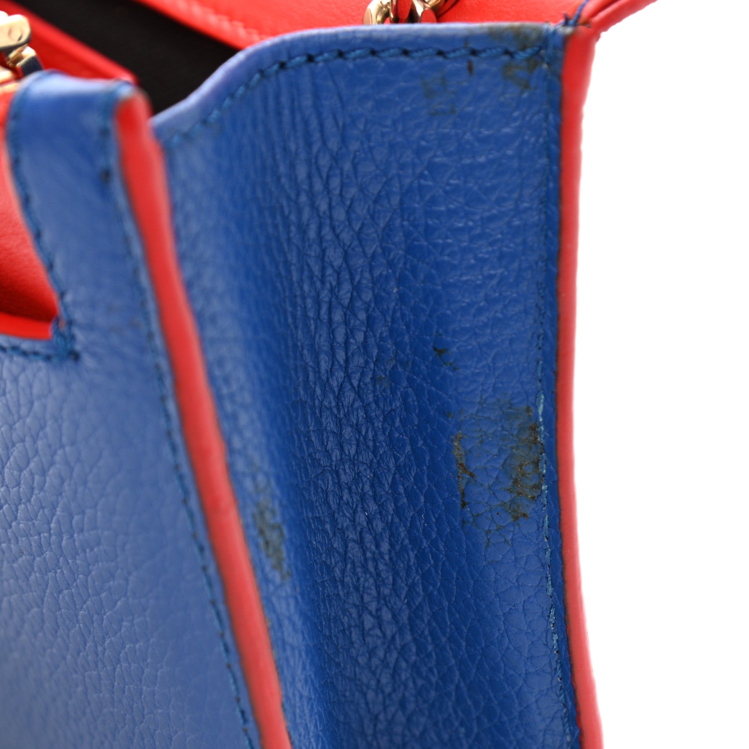 Versace Grained Calfskin Palazzo Chain Evening Bag Blue 11 of 15
