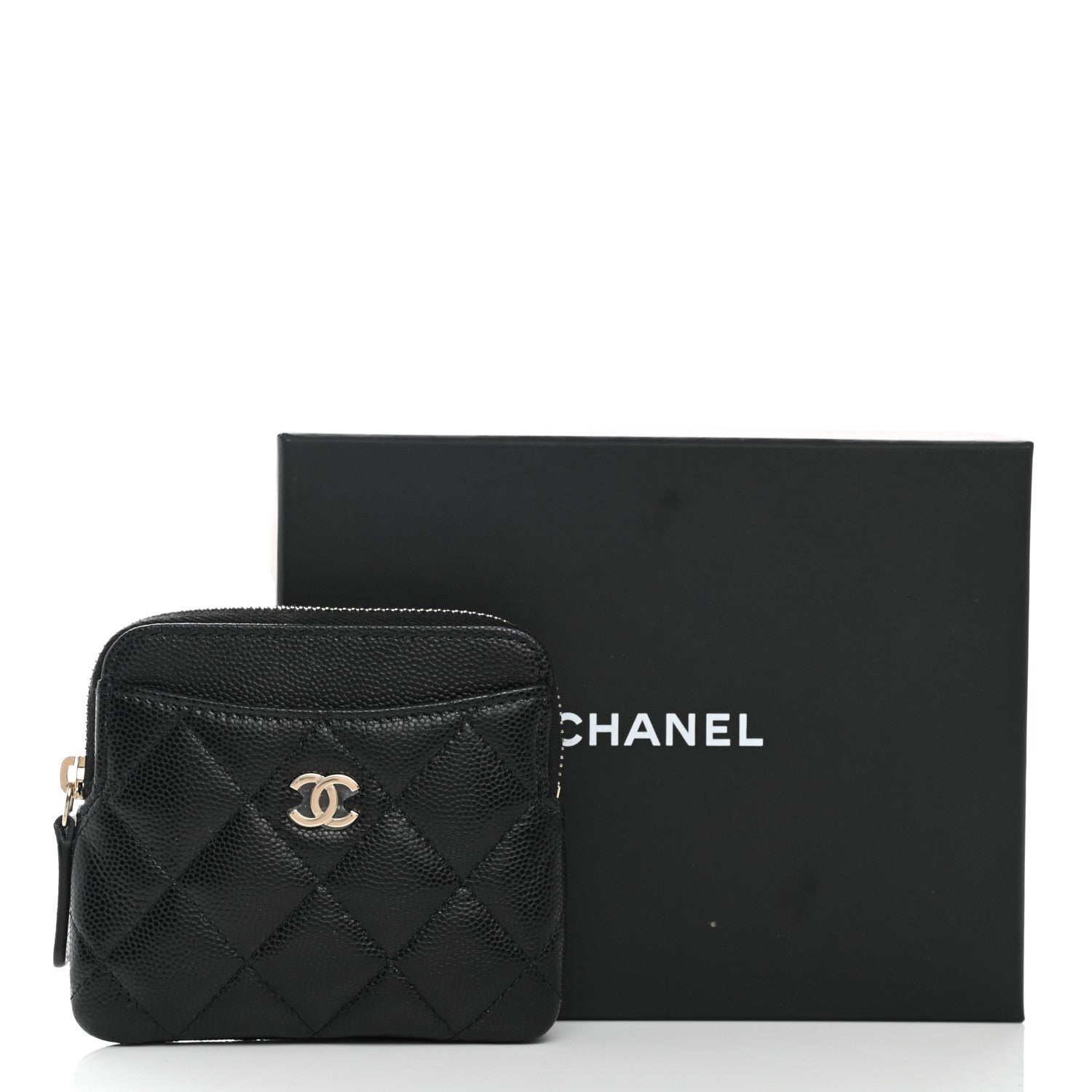 Chanel Caviar Quilted Zip Card Holder Wallet Black 8 of 8
