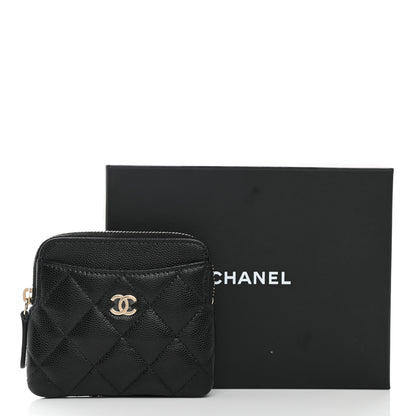 Chanel Caviar Quilted Zip Card Holder Wallet Black 8 of 8