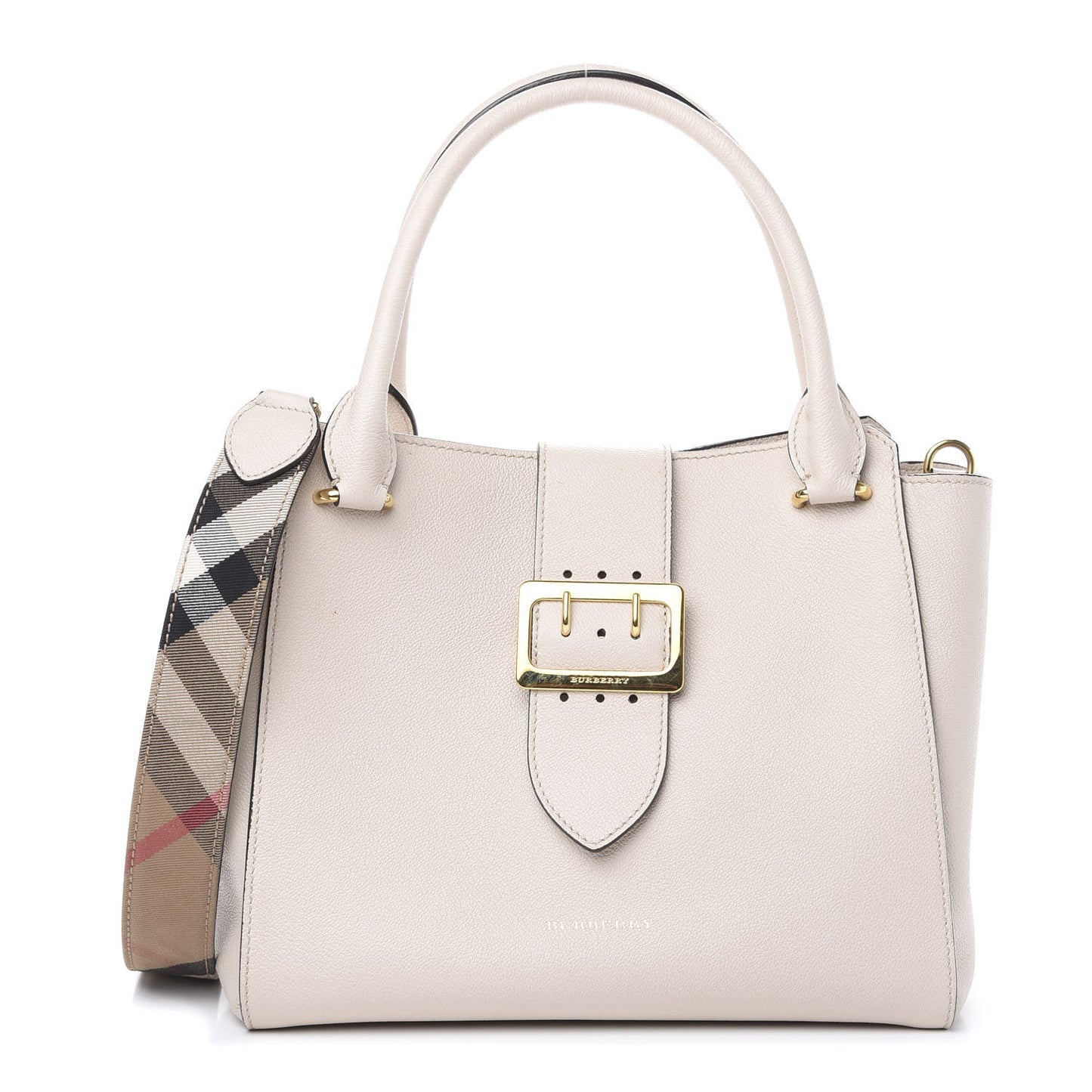 Soft Grain Calfskin Medium Buckle Tote Limestone