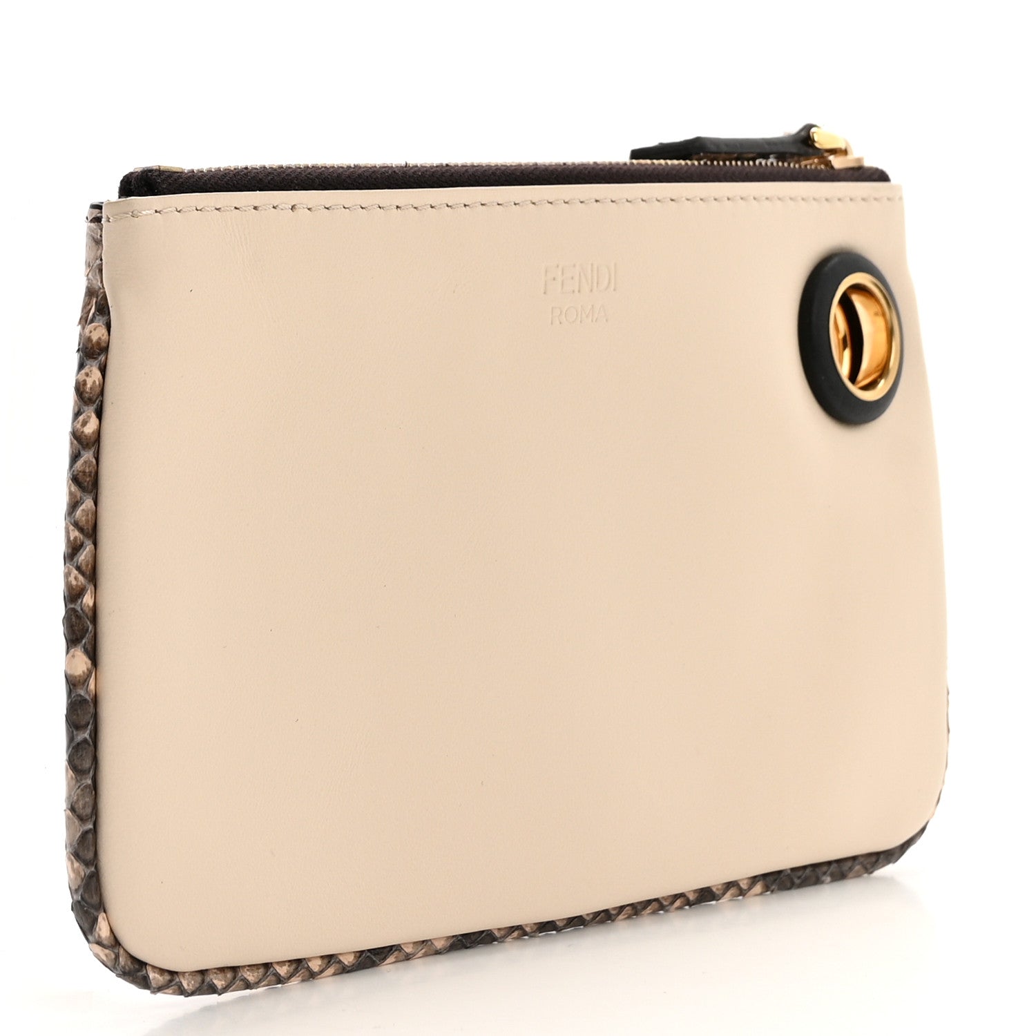 Fendi Vitello Century Snakeskin F is Fendi Tri-Color Triplette Pouch Set Powder Camelia Black 8 of 19