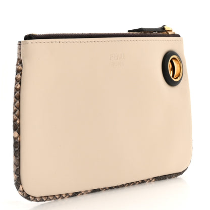 Fendi Vitello Century Snakeskin F is Fendi Tri-Color Triplette Pouch Set Powder Camelia Black 8 of 19