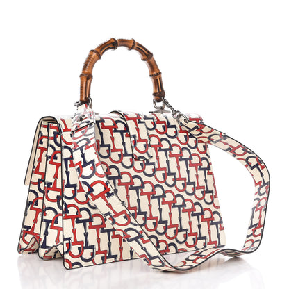 Gucci Calfskin Bamboo Horsebit Print Large Dionysus Top Handle Bag Blue Red 4 of 9
