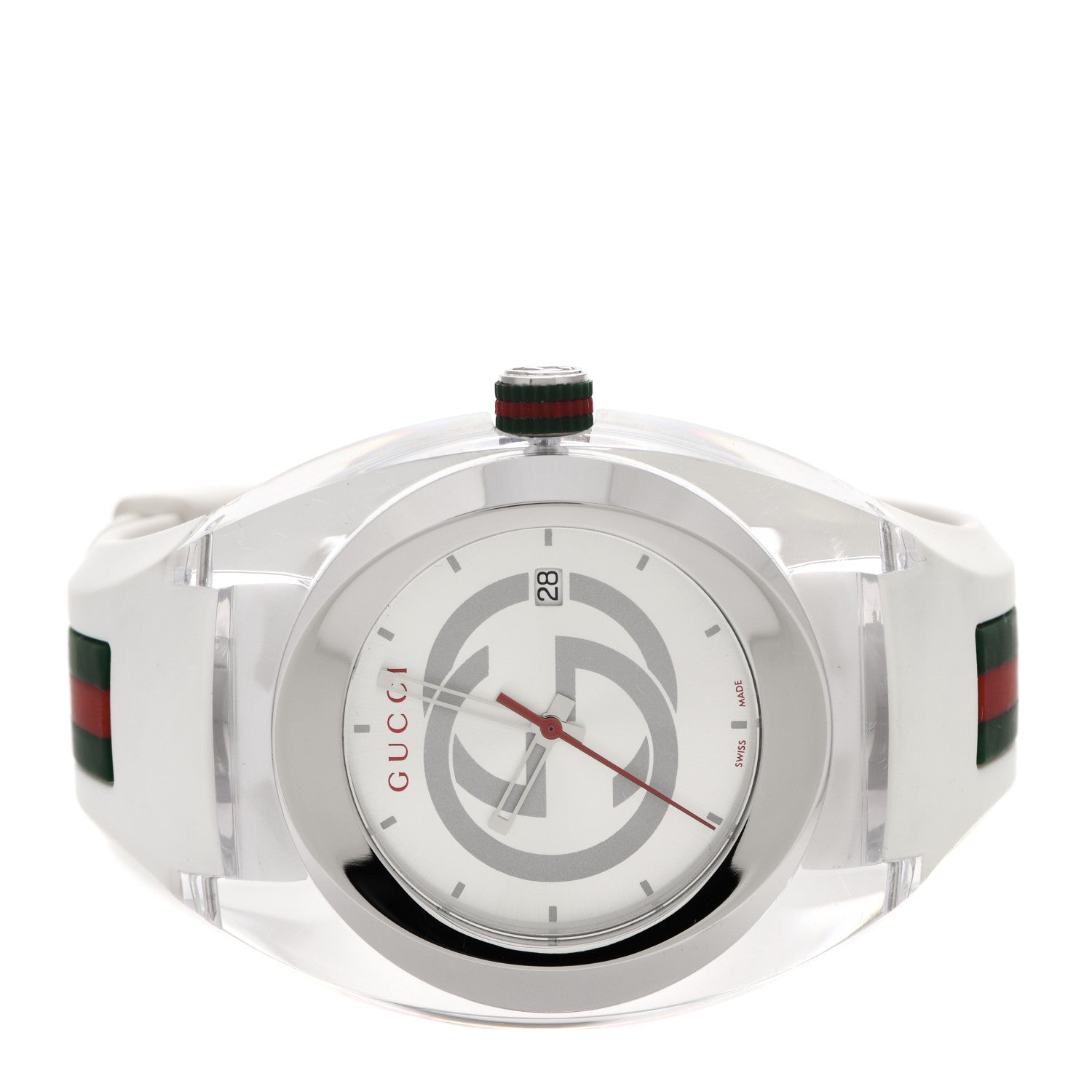 Gucci Stainless Steel Rubber 46mm Sync Web Quartz Watch White 2 of 7