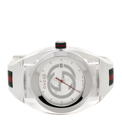 Gucci Stainless Steel Rubber 46mm Sync Web Quartz Watch White 2 of 7