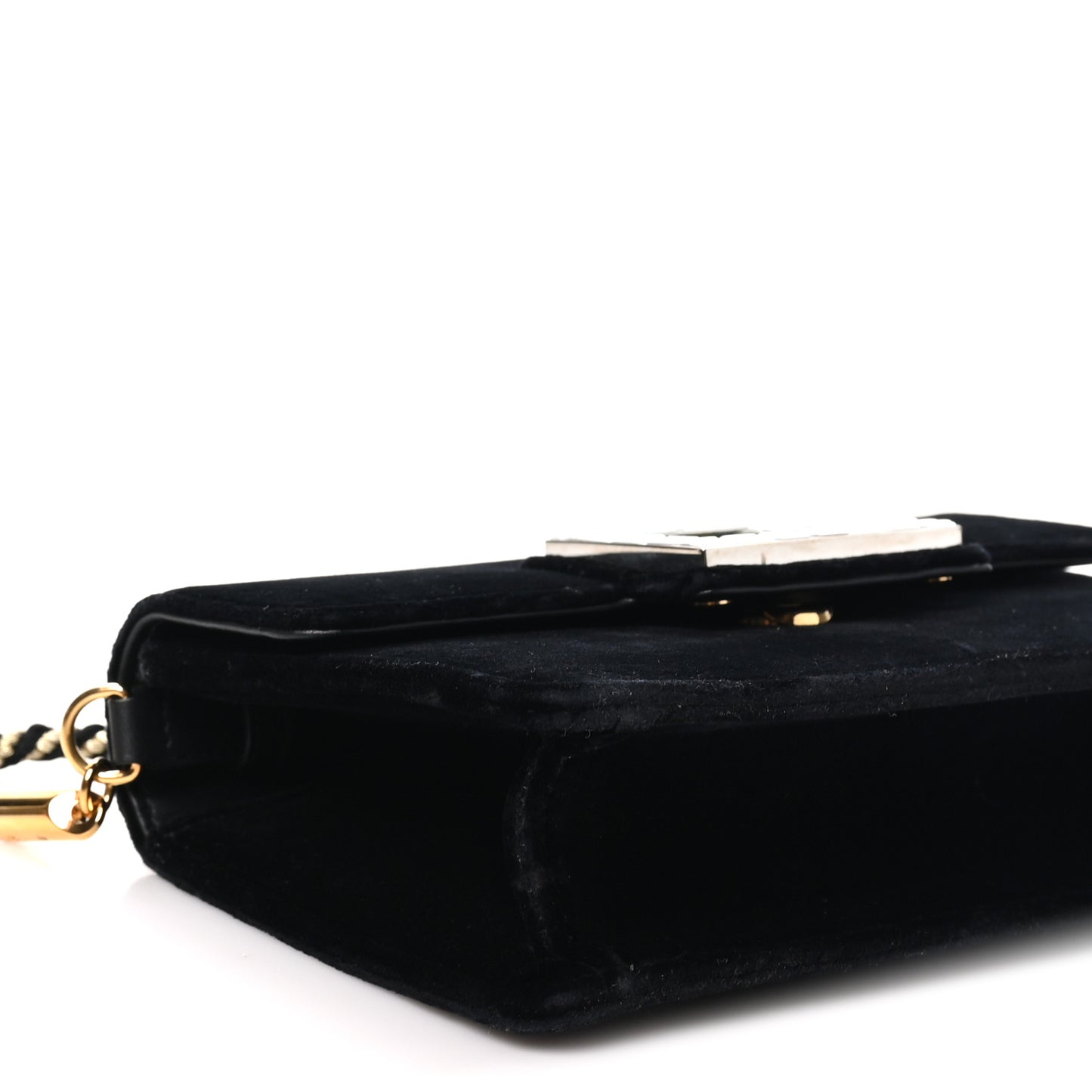 Velvet Crystal Square G Shoulder Bag Black