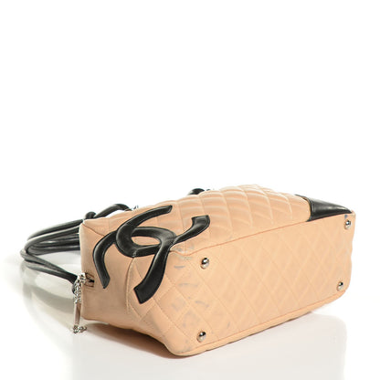 Chanel Calfskin Quilted Large Cambon Bowler Beige Black 4 of 7