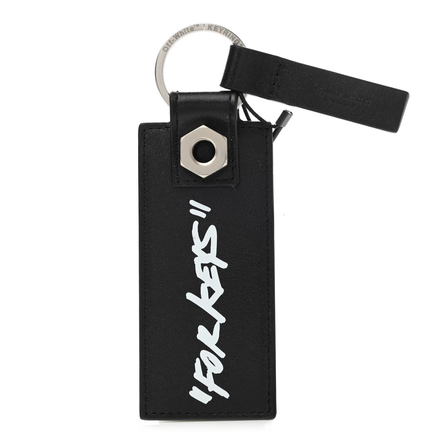 Off-White Calfskin Quote Key Holder Black White 1 of 6