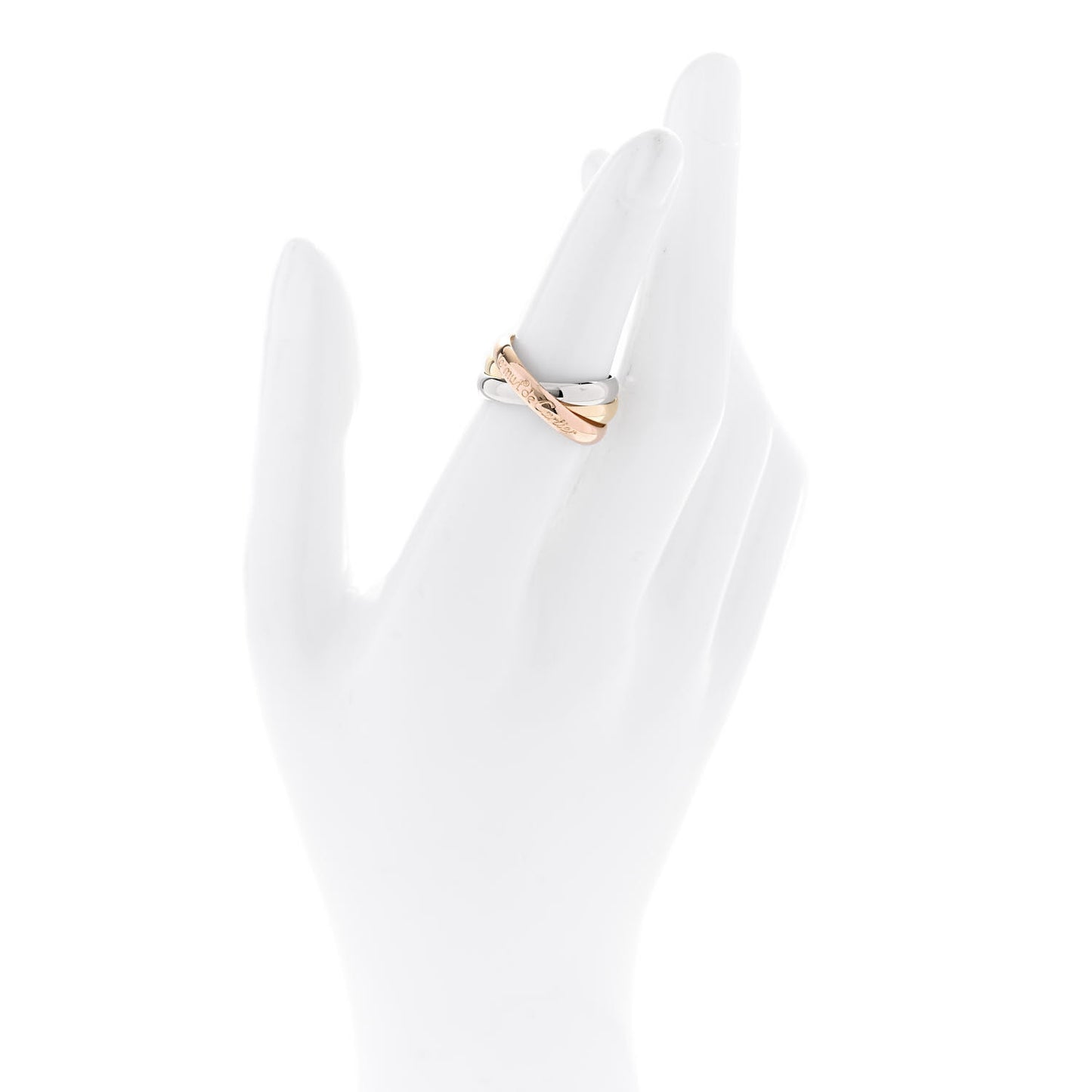 18K Pink Yellow White Gold Classic Les Must De Cartier Trinity Ring 52 6