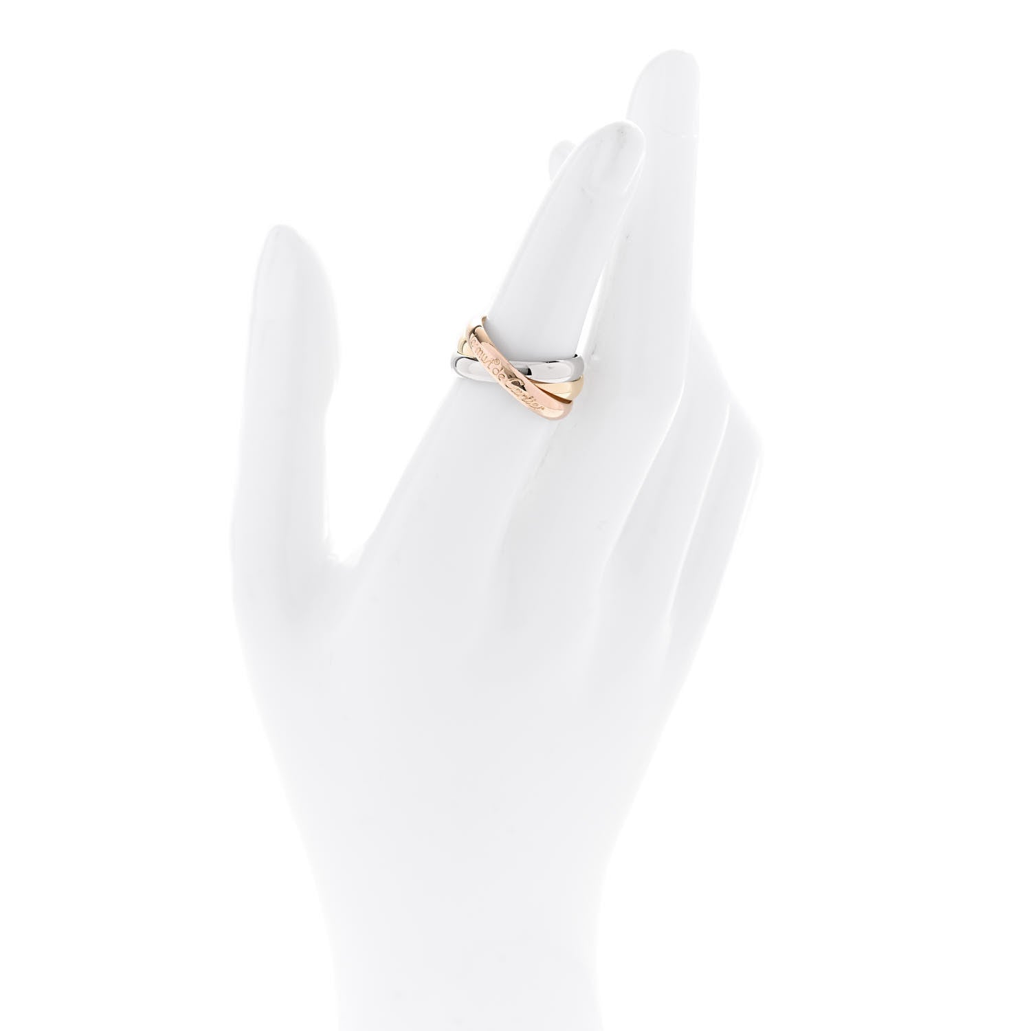 Cartier 18K Pink Yellow White Gold Classic Les Must De Cartier Trinity Ring 52 6 2 of 4