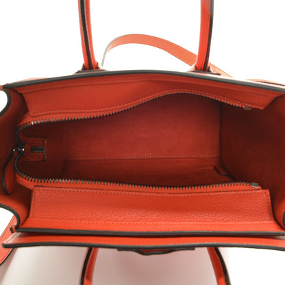 Celine Drummed Calfskin Nano Luggage Vermillion 5 of 6