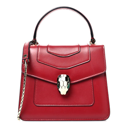 Bulgari Calfskin Serpenti Forever Top Handle Red 1 of 12