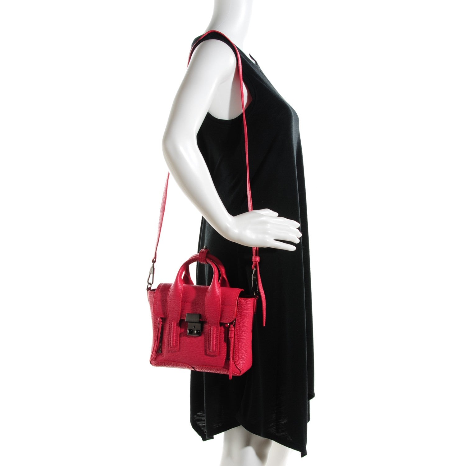 3.1 Phillip Lim 3.1 Textured Calfskin Mini Pashli Satchel Raspberry 2 of 8
