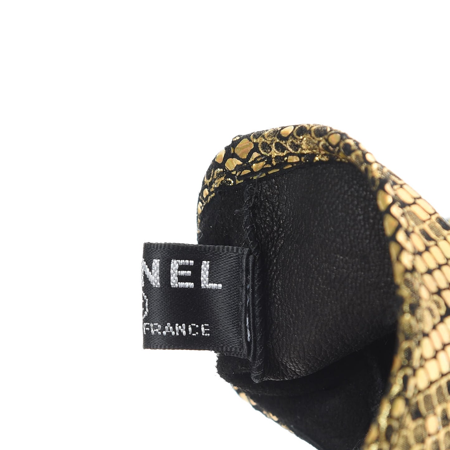 Lambskin Sequin Fingerless Gloves 7.5 Black Gold
