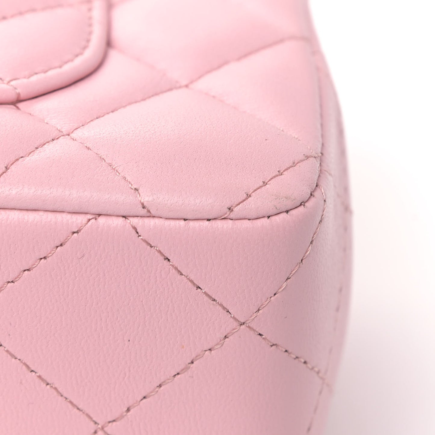 Lambskin Quilted Mini Rectangular Flap Light Pink