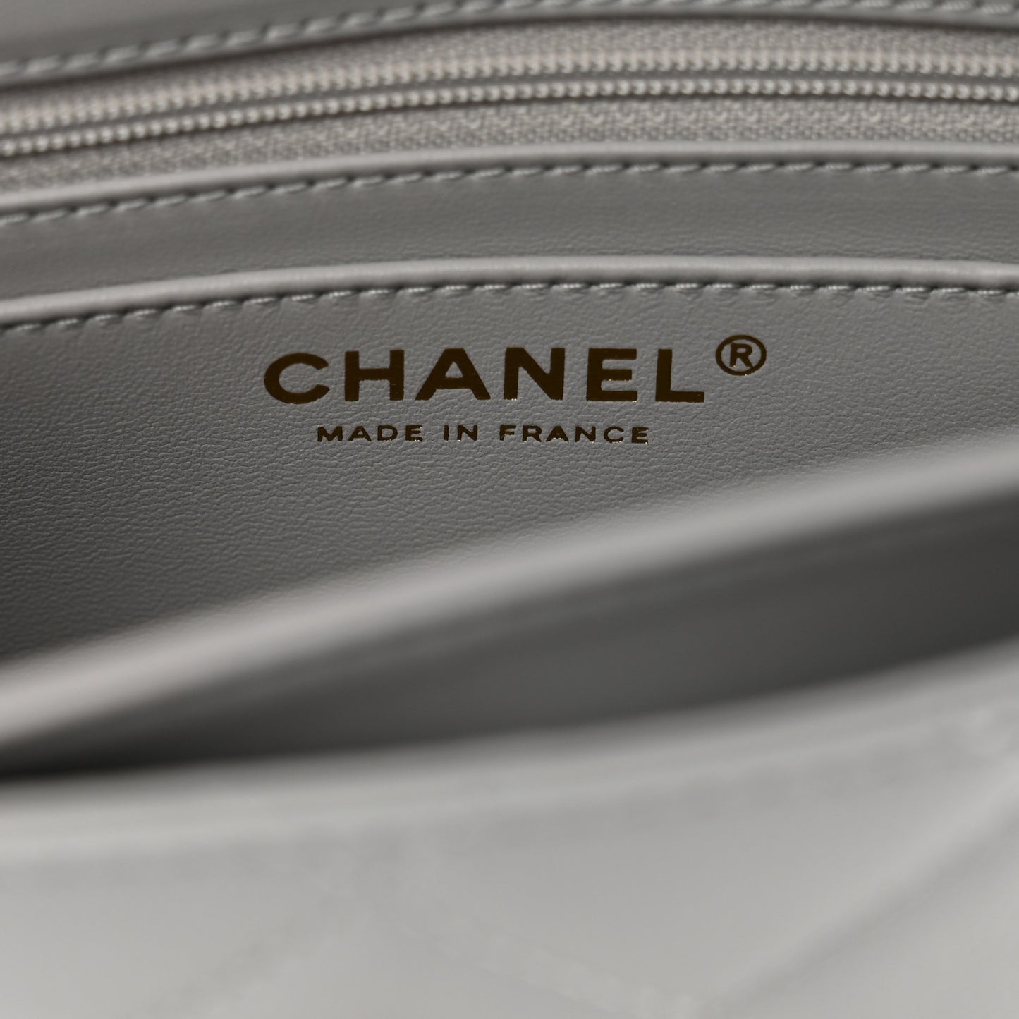 Shiny Caviar Quilted Mini Top Handle Flap Bag Grey