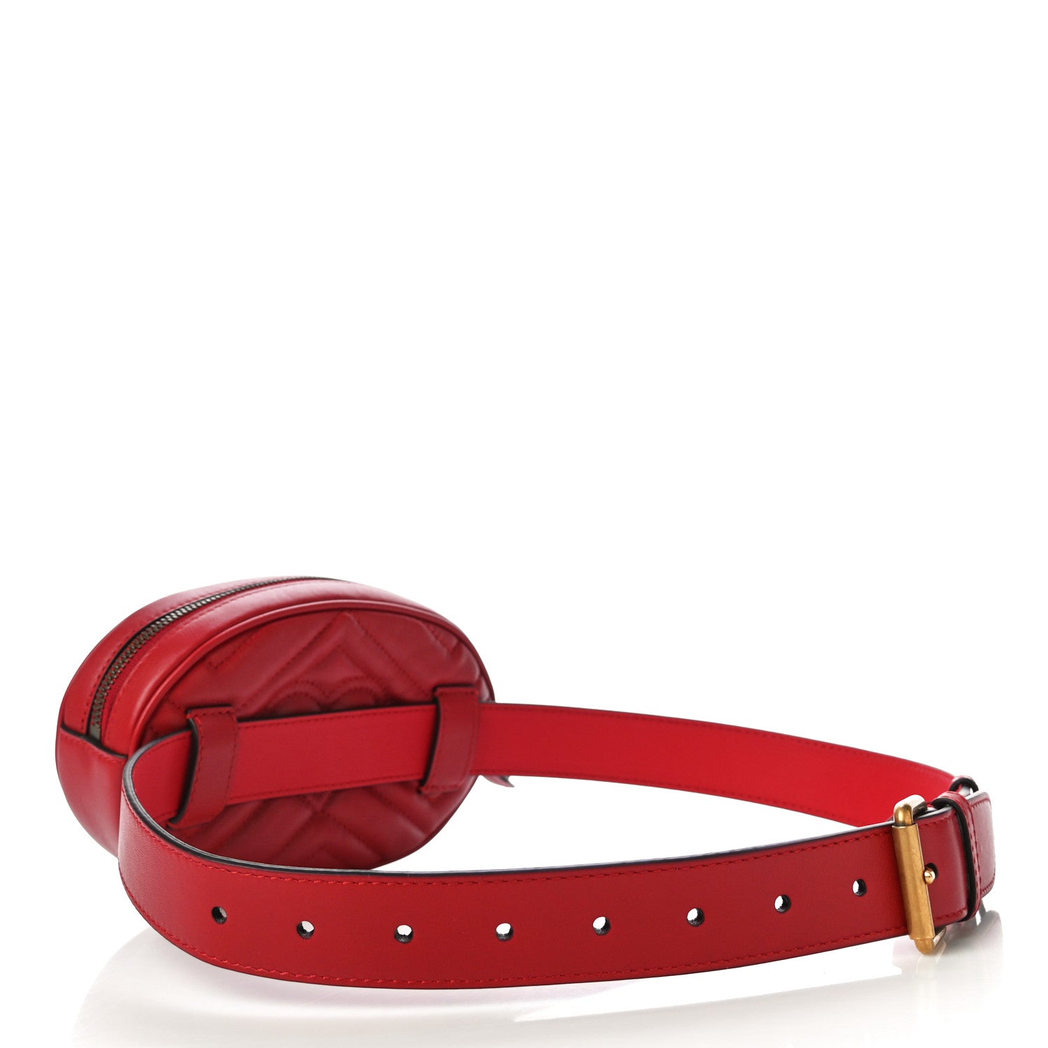 Gucci Calfskin Matelasse GG Marmont Belt Bag 75 30 Hibiscus Red 13 of 14
