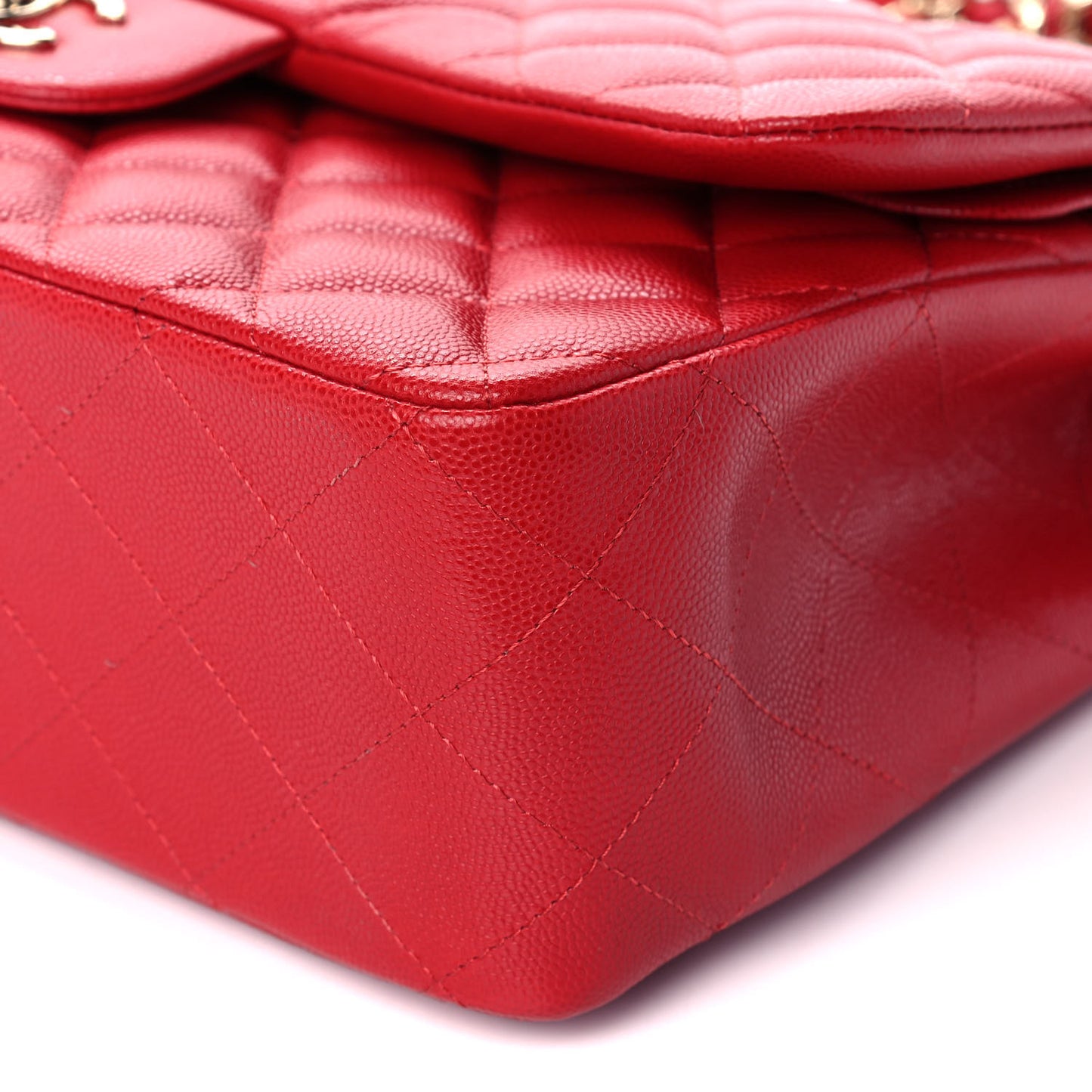 Caviar Quilted Jumbo Double Flap Red